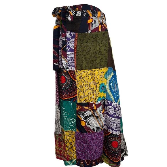 Patchwork Wrap midi skirt Botique brand - Picture 1 of 8